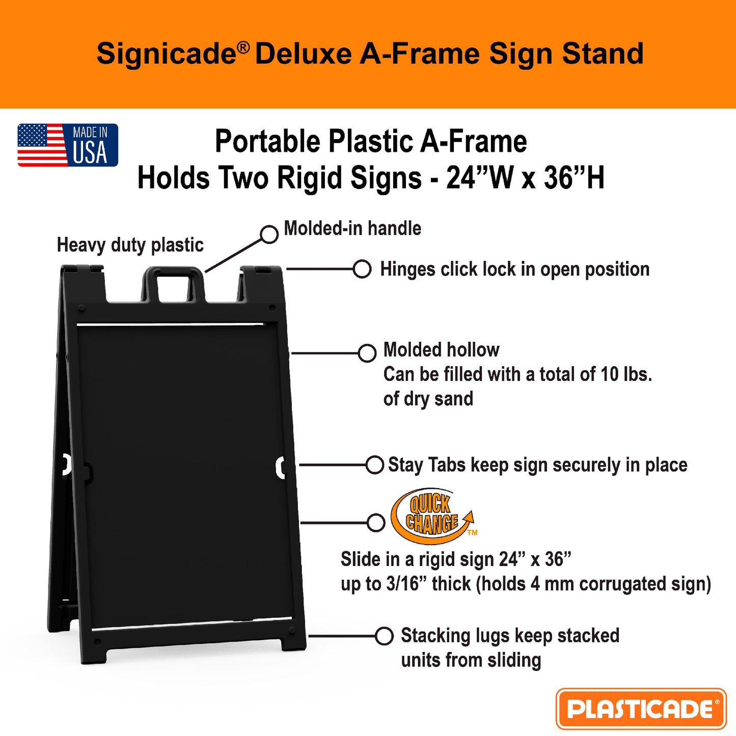 Boguna 24×36 Black Plastic A-Frame Sign Stand – Key Features & Benefits