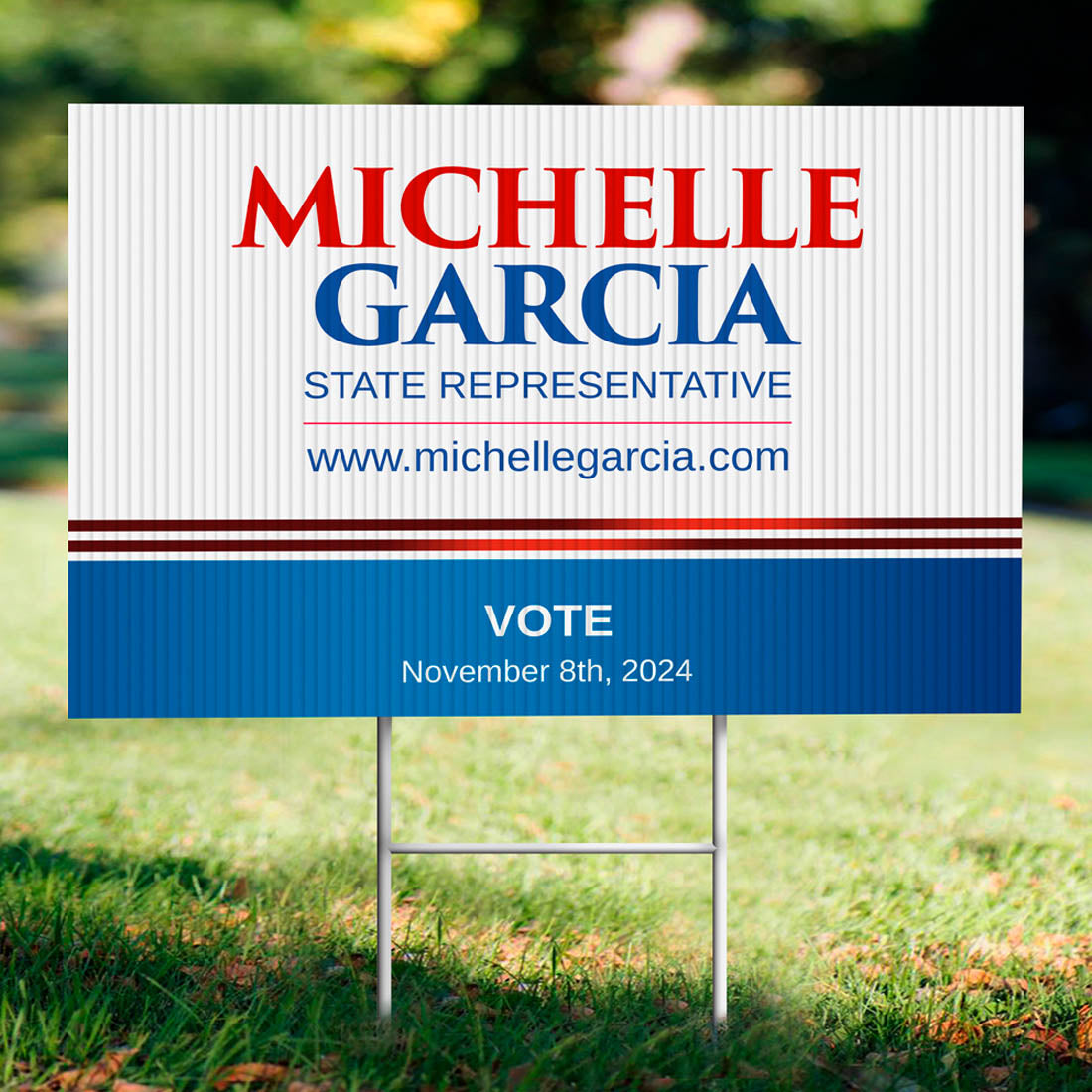 Political yard sign promoting Michelle Garcia for State Representative