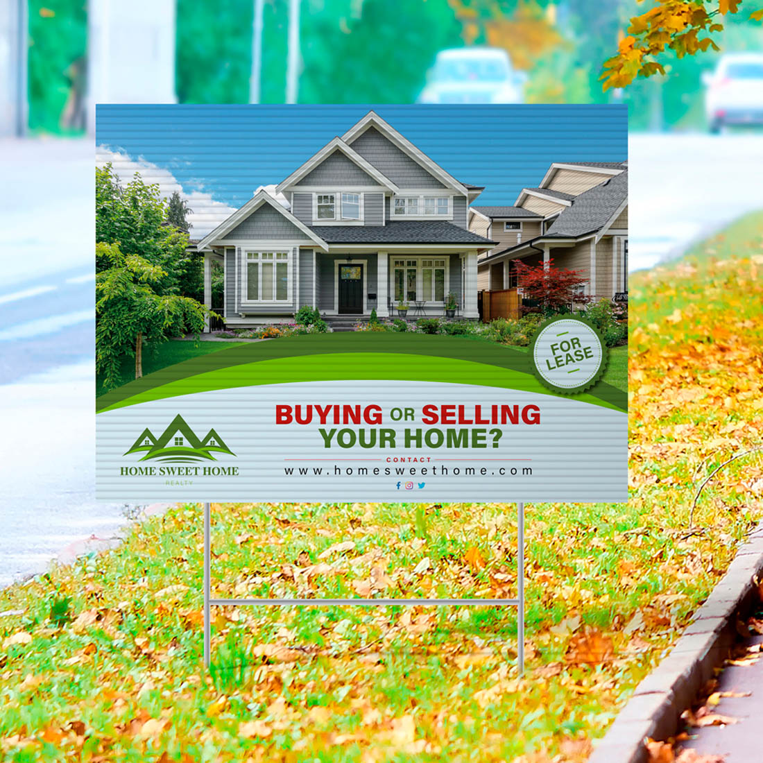Real estate yard sign advertising buying/selling your home