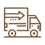 icon depicting a brown line art truck with arrow moving forward